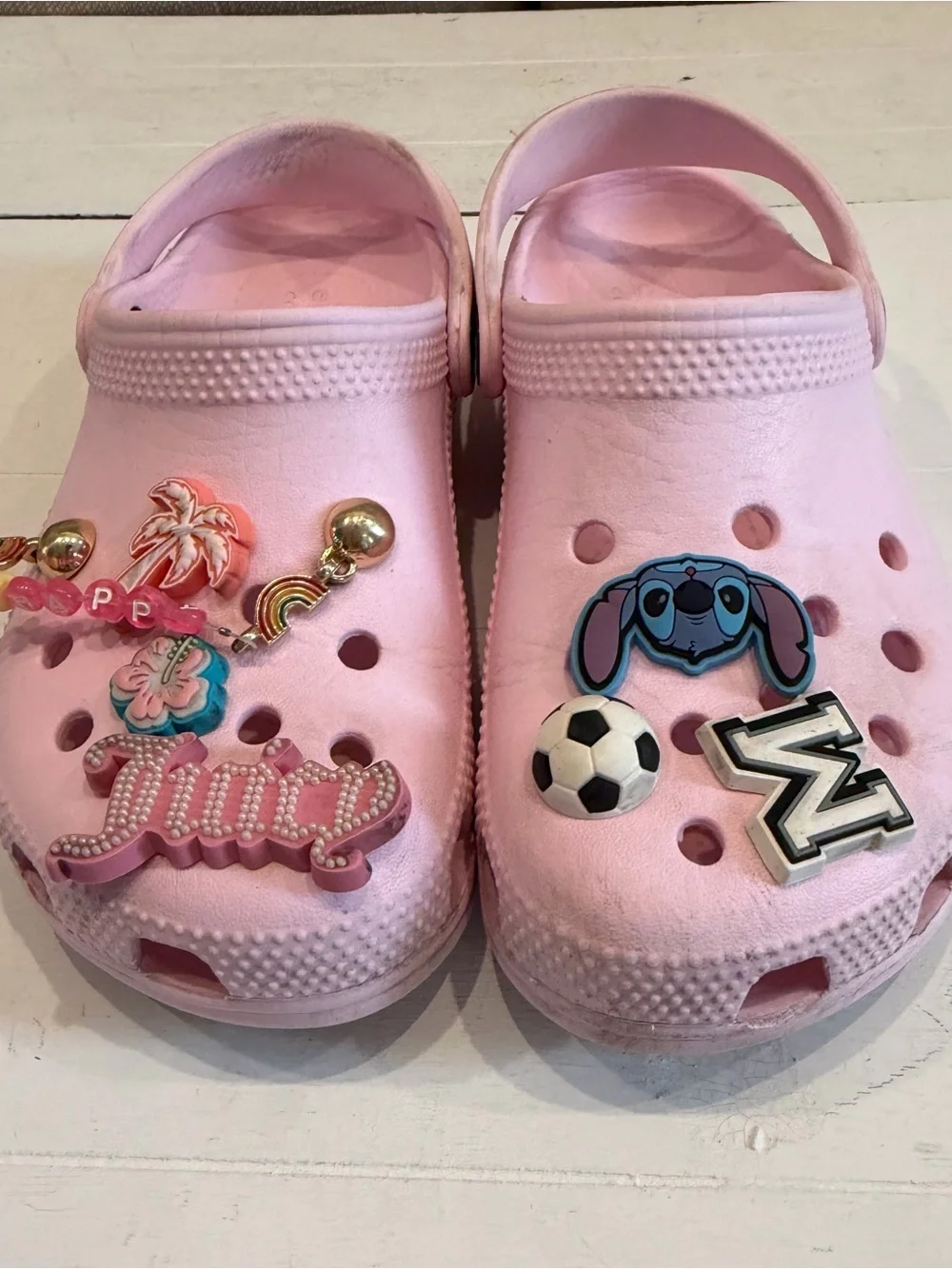 Crocs Kids Pink Clog Shoes with Charms C 13